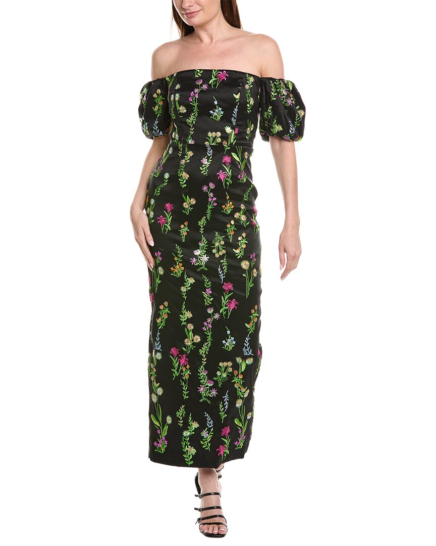 Milly Nira Bloom Embroidery Off The Shoulder Maxi Dress