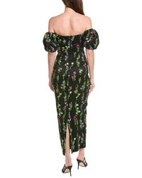 Milly Nira Bloom Embroidery Off The Shoulder Maxi Dress