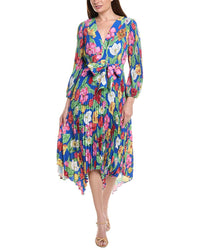 Milly Liora Tulip Rosette Pleated Midi Dress