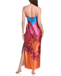 Milly Lily Sunset Flower Printed Satin Maxi Dress