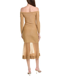 Milly Rudy Off The Shoulder Sheer Knit Midi Dress