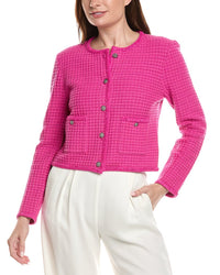 Milly Sade Glitter Textured Wool-Blend Cardigan
