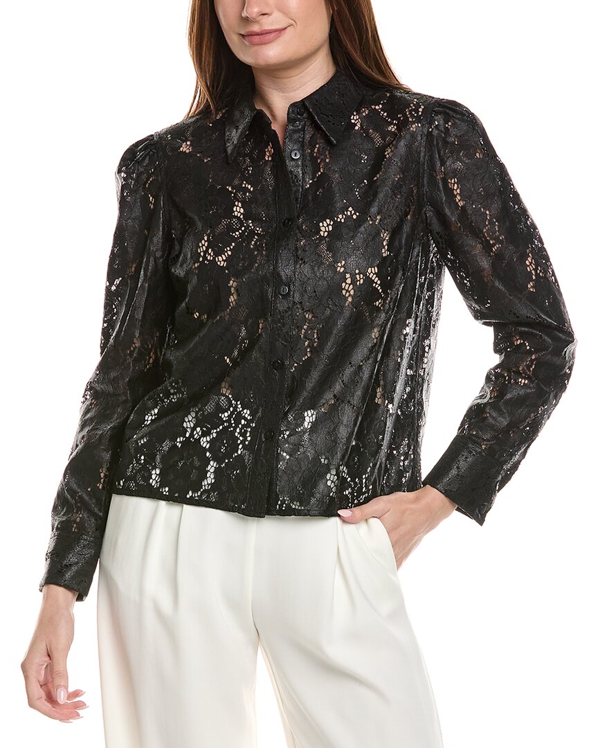 Milly Arlo Textured Lace Button Down Shirt
