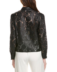Milly Arlo Textured Lace Button Down Shirt