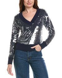 Milly Ilaria Sequin V-Neck Sweater