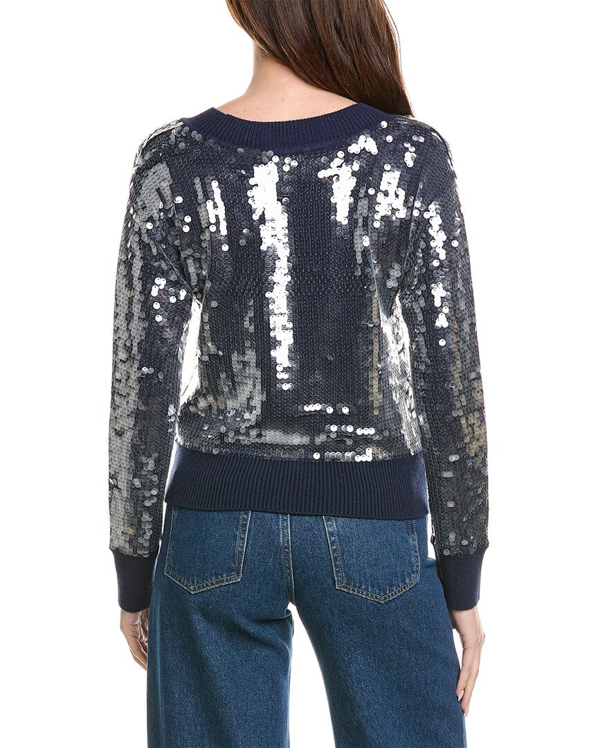 Milly Ilaria Sequin V-Neck Sweater