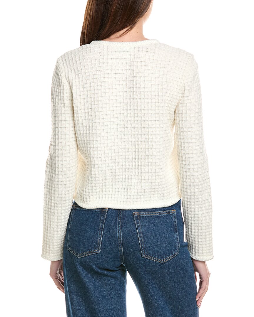 Milly Sade Textured Crewneck Wool-Blend Cardigan