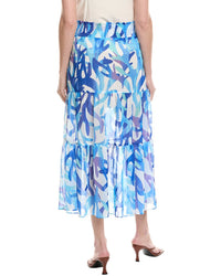 Milly Jem Under The Sea Tiered Chiffon Midi Skirt