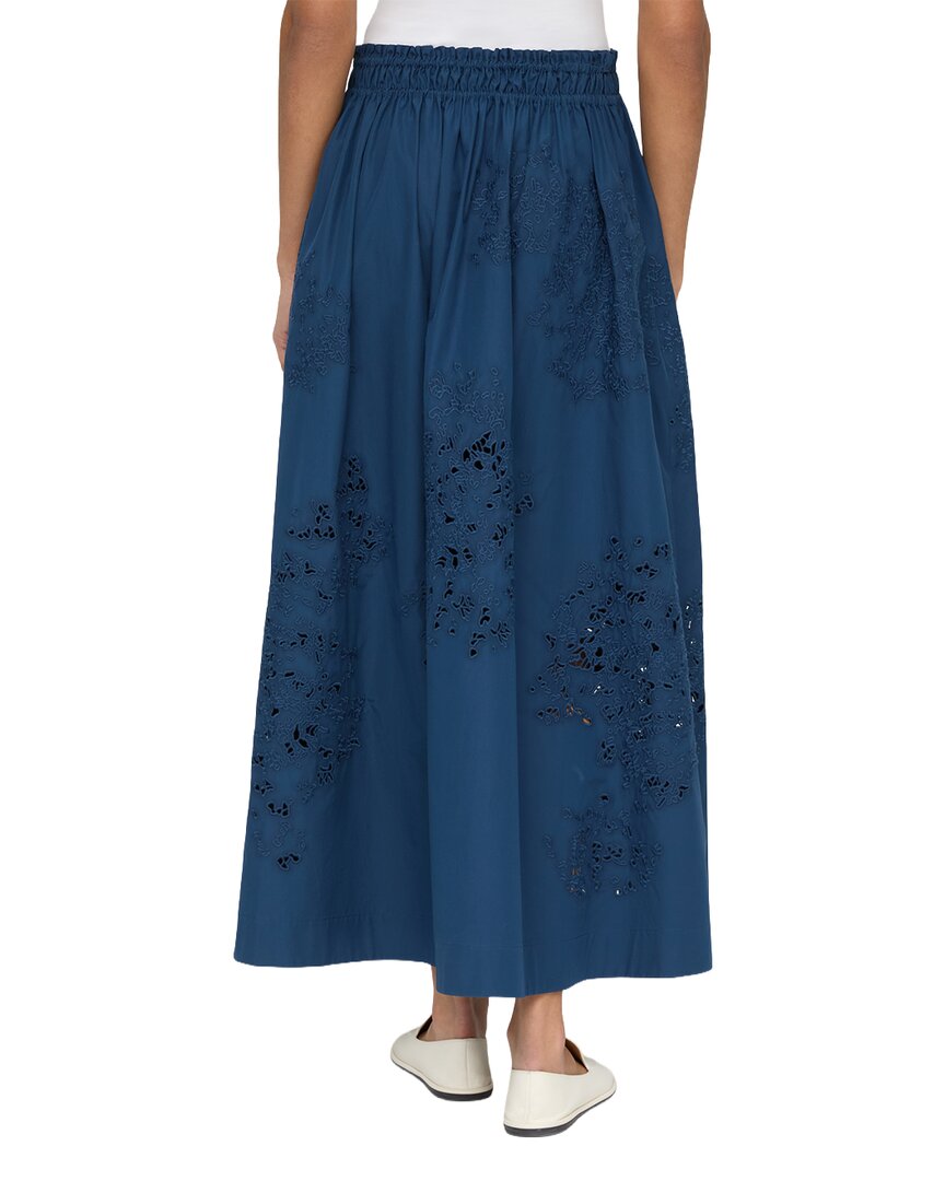 Lafayette 148 New York Embroidered A-Line Midi Skirt