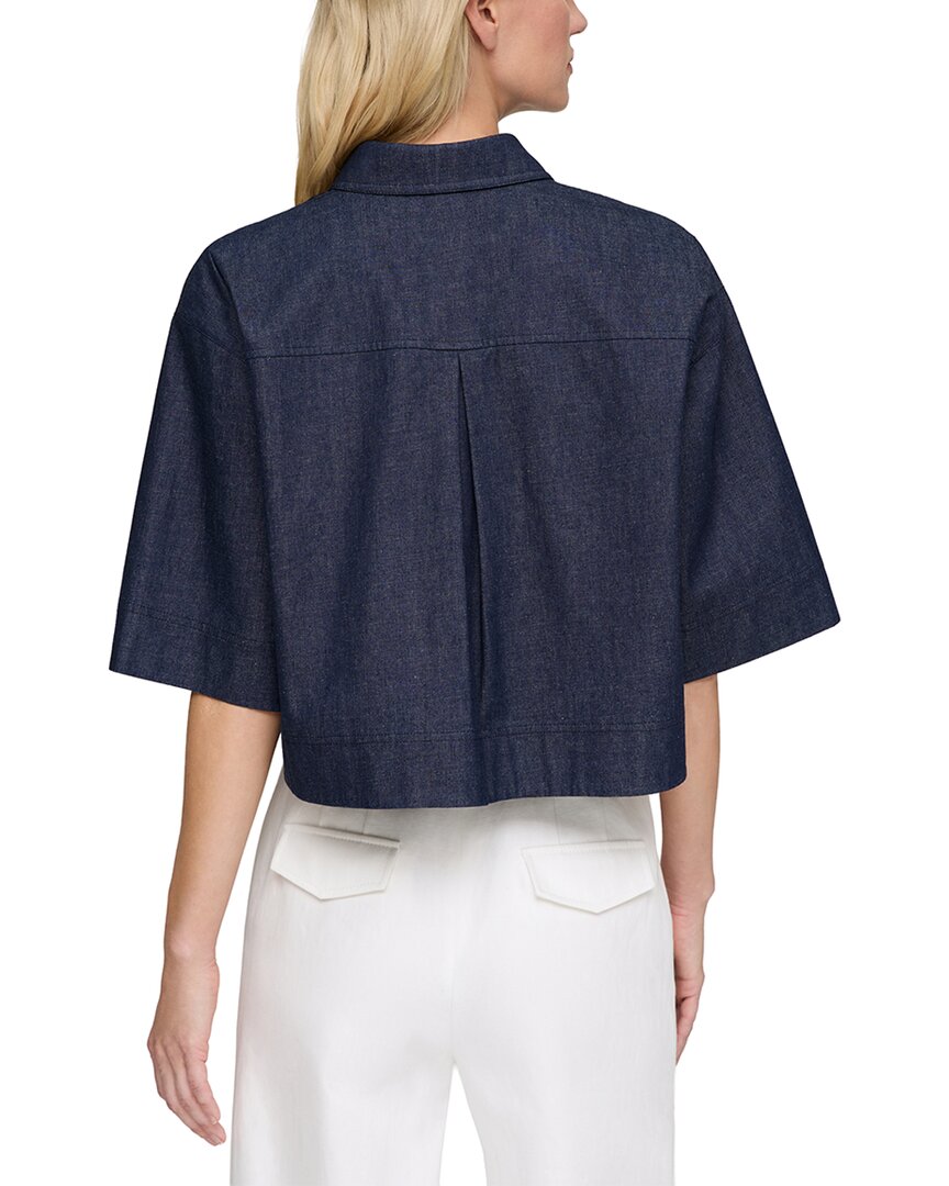 Lafayette 148 New York Button Front Cropped Shirt