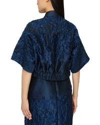 Lafayette 148 New York Zip Front Cropped Silk-Blend Jacket