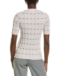 Lafayette 148 New York Plaited Ribbed Stripe Cashmere Cardigan