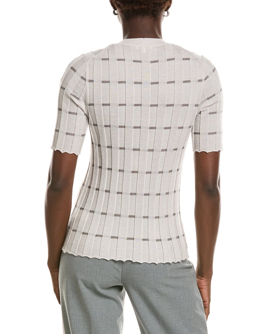 Lafayette 148 New York Plaited Ribbed Stripe Cashmere Cardigan