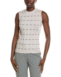 Lafayette 148 New York Plaited Ribbed Stripe Cashmere Shell