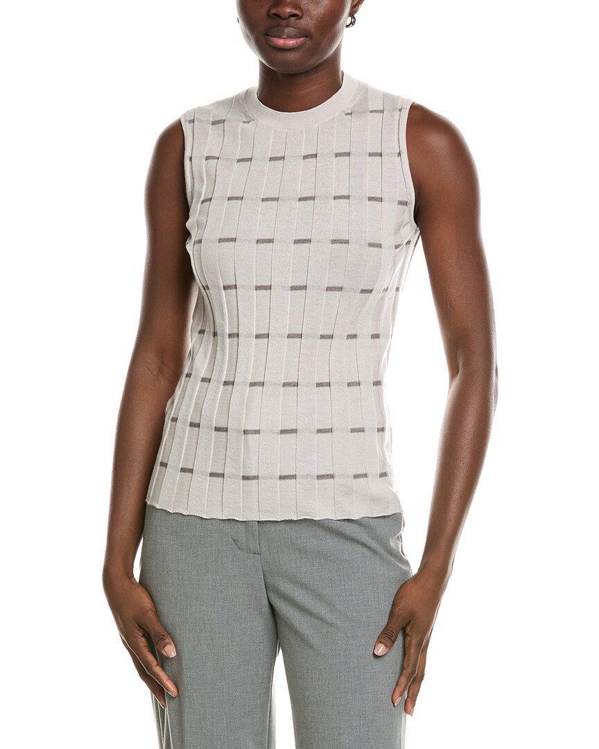 Lafayette 148 New York Plaited Ribbed Stripe Cashmere Shell