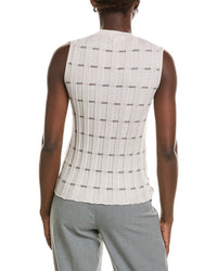 Lafayette 148 New York Plaited Ribbed Stripe Cashmere Shell