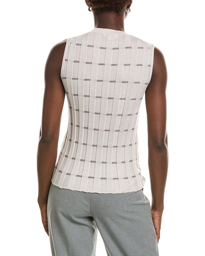 Lafayette 148 New York Plaited Ribbed Stripe Cashmere Shell