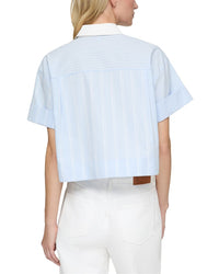 Lafayette 148 New York Contrast Collar Button Front Blouse
