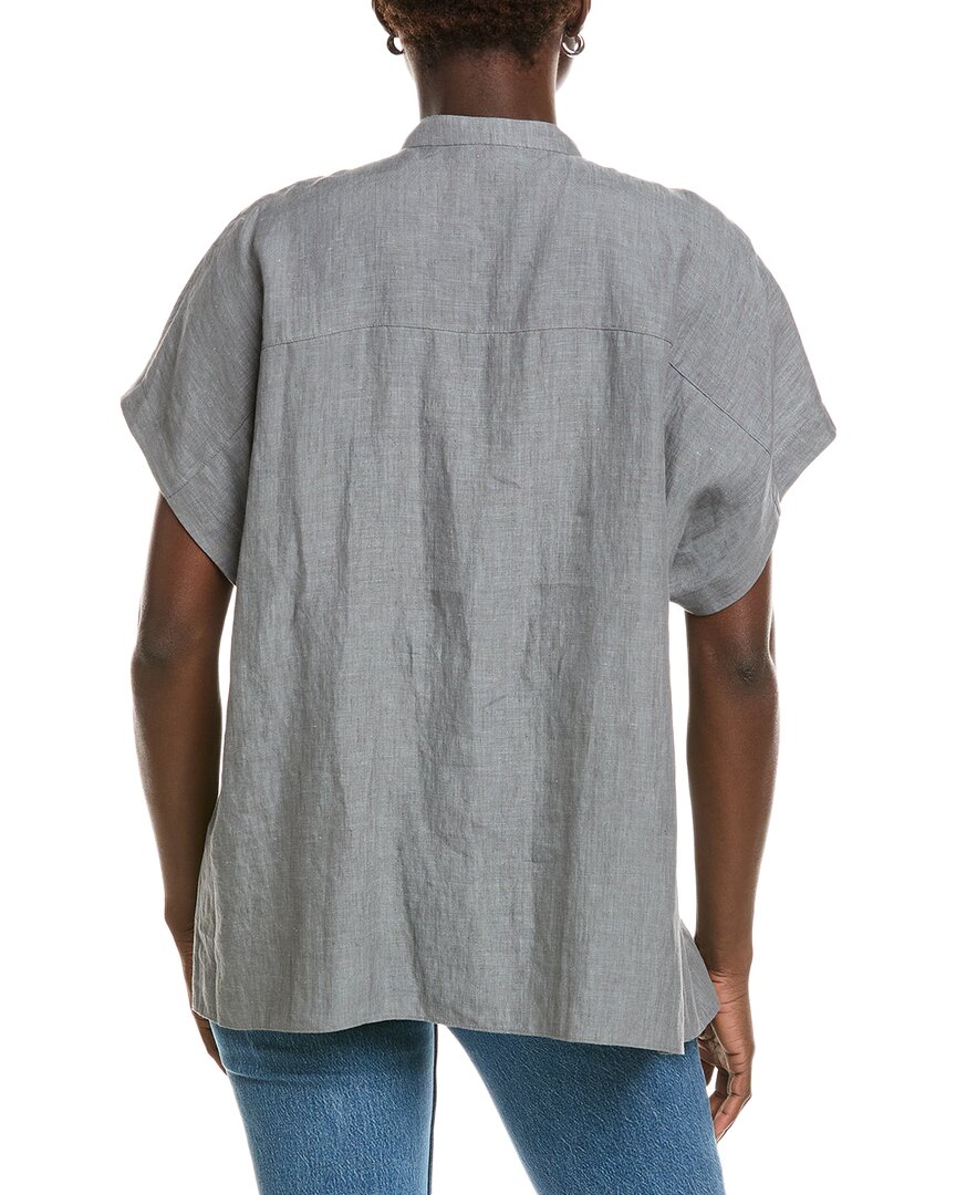 Lafayette 148 New York Pintuck Linen Bib Blouse