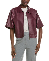 Lafayette 148 New York Zip Front Cropped Linen Jacket