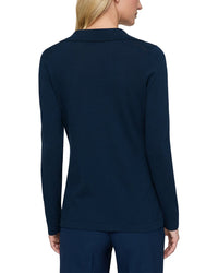 Lafayette 148 New York Button Front Silk-Blend Polo Cardigan