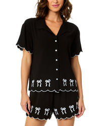 Cece Scalloped Embroidery Shirt
