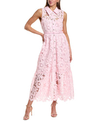 English Factory Sleeveless Lace Button Front Midi Dress