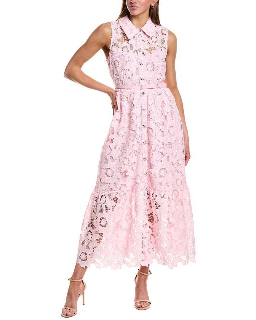 English Factory Sleeveless Lace Button Front Midi Dress