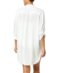 Anne Cole Mid Length Shirttail Button Down Top