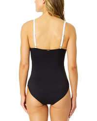 Anne Cole Cross Over Colorblock Mesh One-Piece