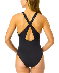 Anne Cole V Neck Crossback One-Piece