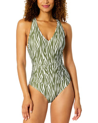 Anne Cole V Neck Crossback One-Piece