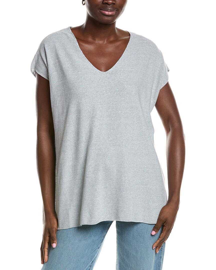 Eileen Fisher V Neck Linen-Blend Tunic