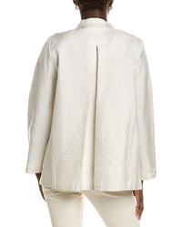 Eileen Fisher Stand Collar Silk Jacket