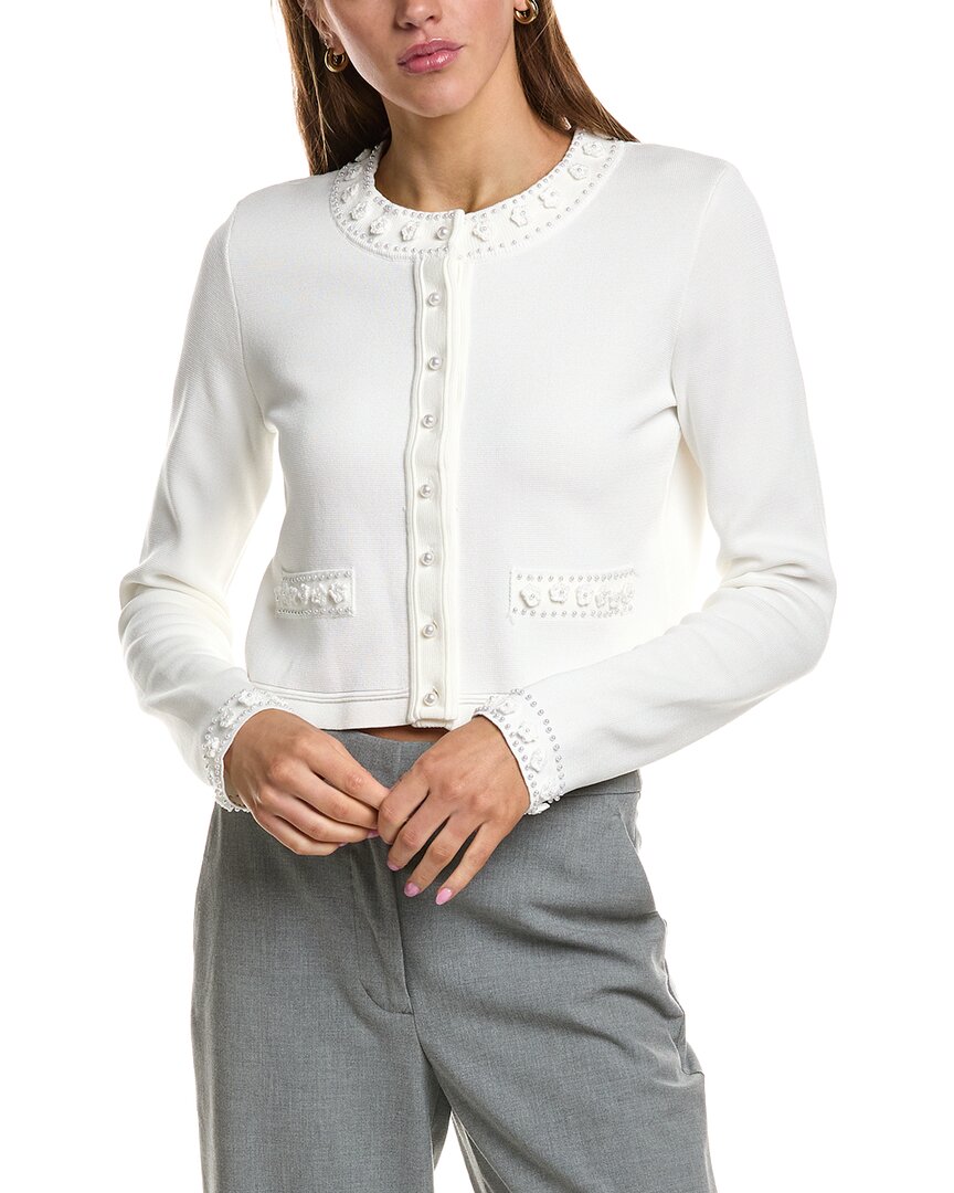 Endless Rose Flower & Pearl Trim Knit Cardigan