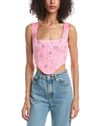Guizio Satin Beaded Lace-Up Bustier