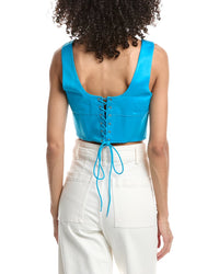 Guizio Satin Beaded Lace-Up Bustier