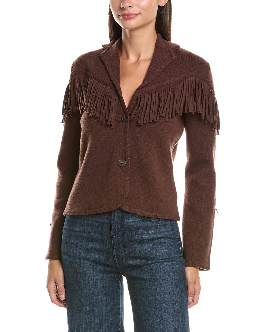 Hannah Rose Hannah Rose Merino Wool Fringe Blazer
