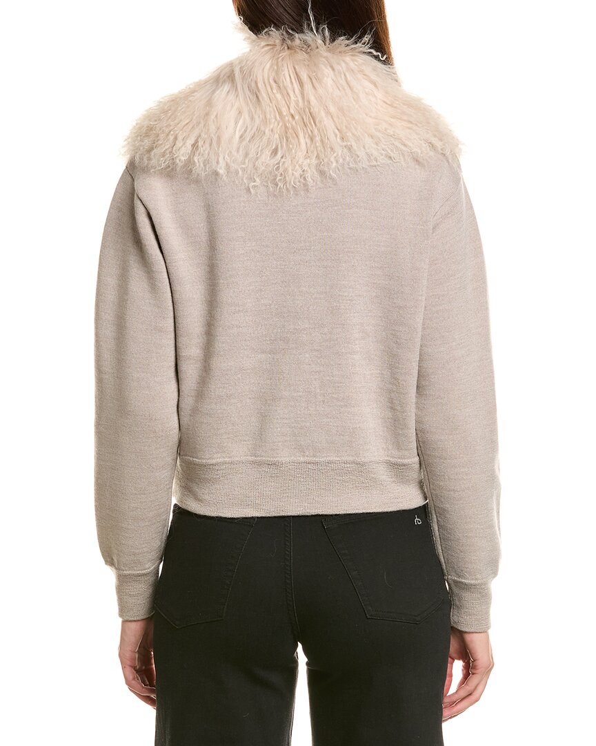Hannah Rose Merino Wool Lamb Collar Bomber Jacket