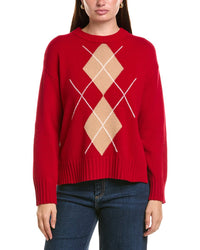 Hannah Rose Wool Argyle Crewneck Sweater