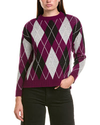 Hannah Rose Hannah Rose Merino Wool Argyle Crewneck Sweater