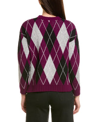 Hannah Rose Hannah Rose Merino Wool Argyle Crewneck Sweater