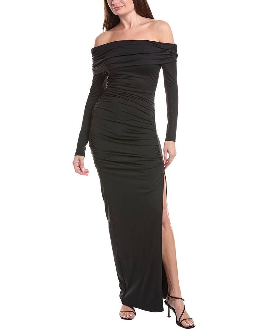 Susana Monaco One-Arm Off-Shoulder Side Slit Maxi Dress