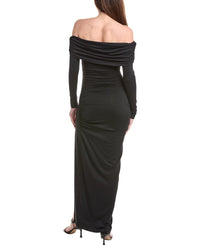 Susana Monaco One-Arm Off-Shoulder Side Slit Maxi Dress