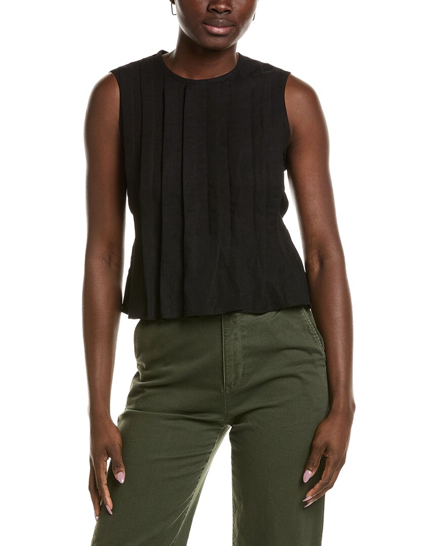 Emerson Fry Plait Linen-Blend Top
