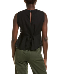 Emerson Fry Plait Linen-Blend Top