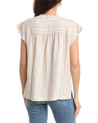Sanctuary Sanctuary Split Neck Linen-Blend Tunic Top