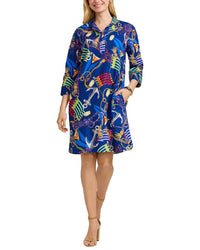 Foxcroft Foxcroft Sloane Linen-Blend Shift Dress
