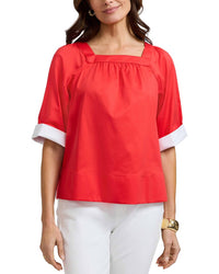 Foxcroft Foxcroft Violet Elbow-Sleeve Matte Top