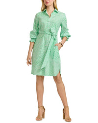 Foxcroft Foxcroft Abby Giraffe Linen-Blend Shirtdress